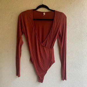 Burnt Orange Plunging Bodysuit